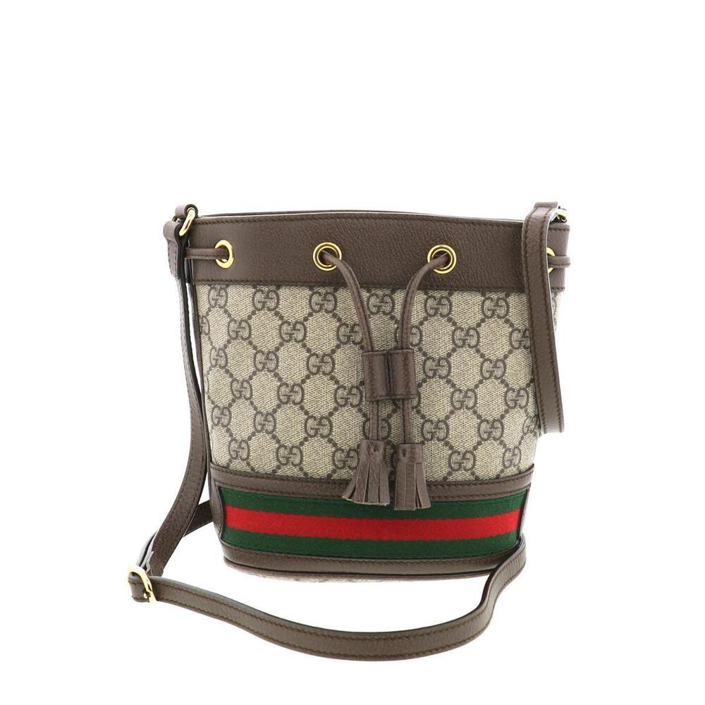 GUCCI Sherry GG Canvas Drawstring Bag Brown - Picture 1 of 5